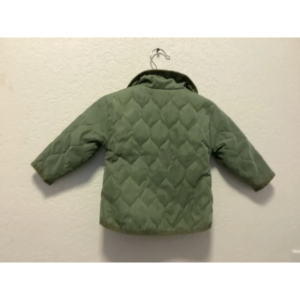 Old Navy Quilted Barn Jacket Toddler 12-18M Green Water-Resistant Field Coat